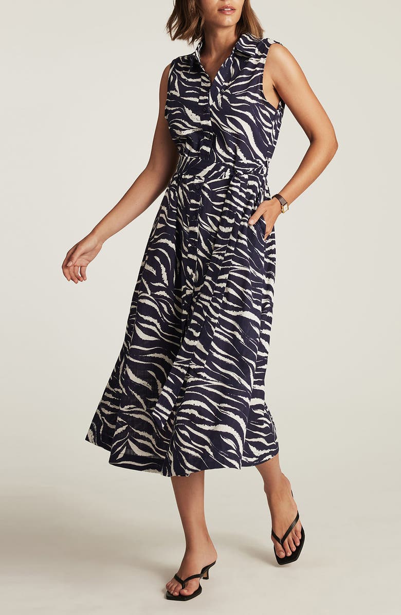 Mavi Jeans Sleeveless Tie Belt Midi Shirtdress, Main, color, 