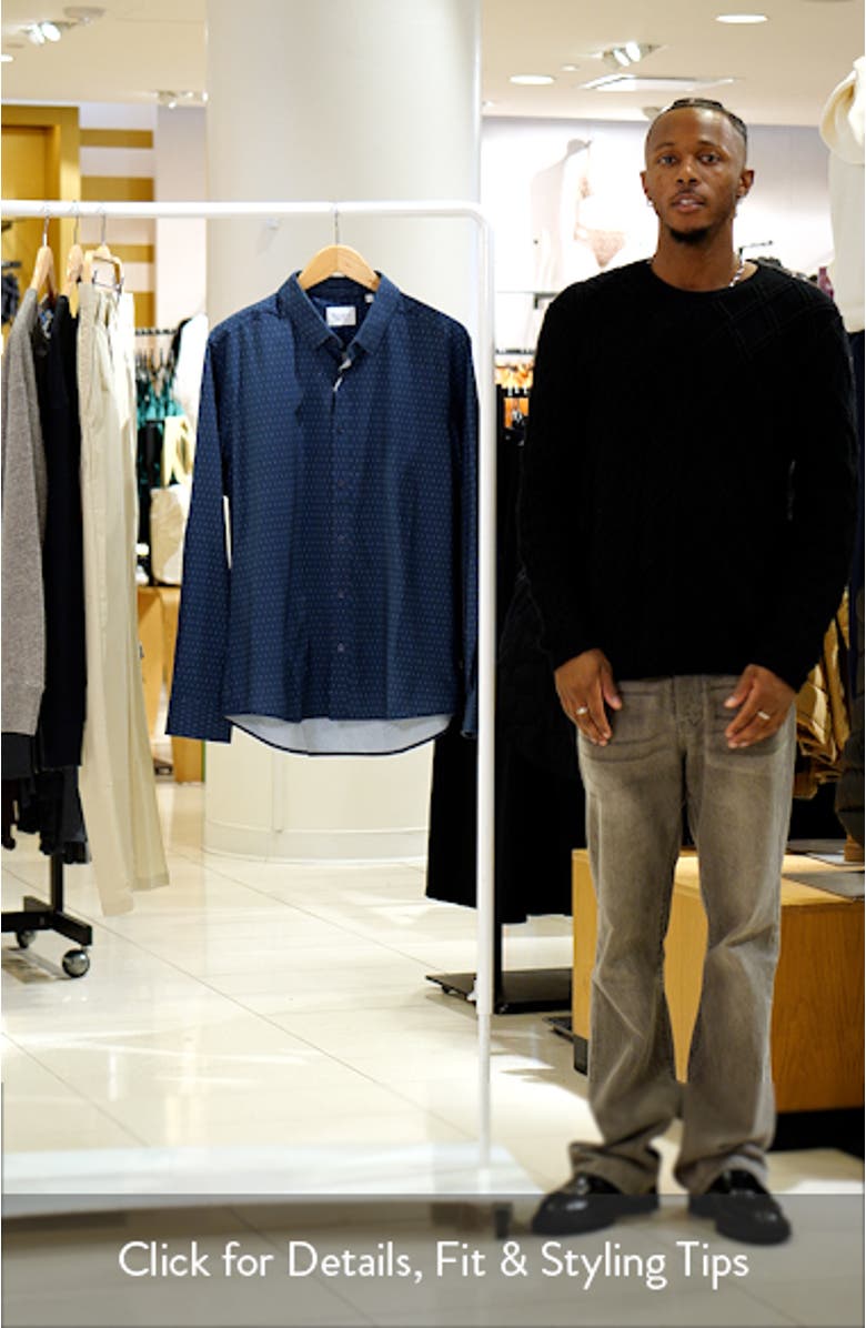 Camilo Geometric Print Performance Button-Up Shirt, sales video thumbnail