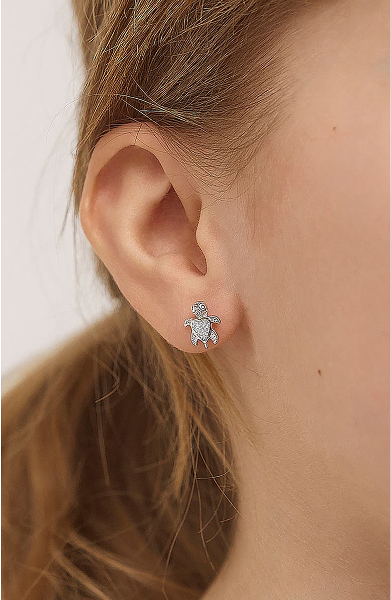In Season Jewelry Cubic Zirconia Turtle Earrings, Alternate, color, Silver