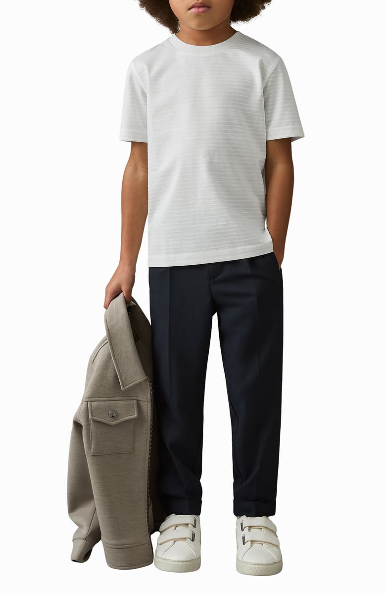 Reiss Kids' Jacquard Stripe T-Shirt, Alternate, color, White