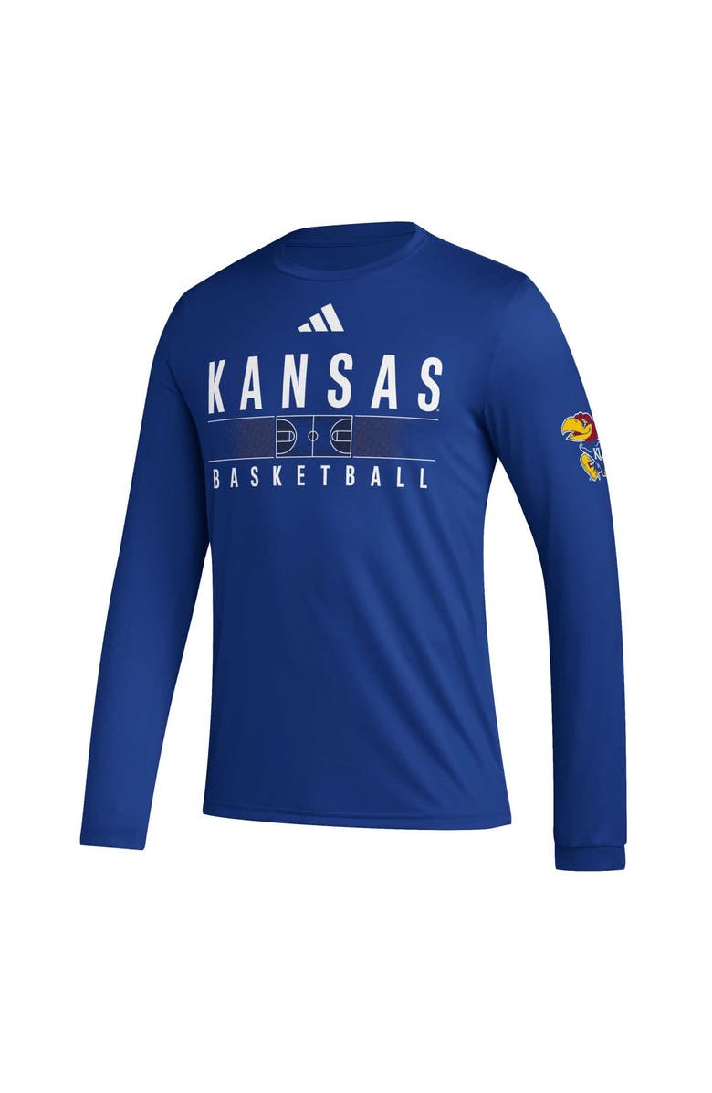 adidas Men's adidas Royal Kansas Jayhawks Practice Basketball Pregame AEROREADY Long Sleeve T-Shirt, Alternate, color, 