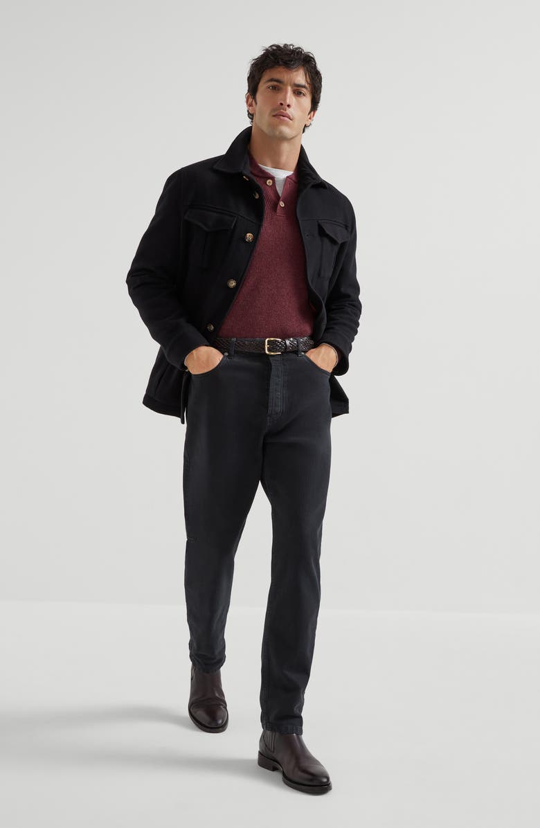 Brunello Cucinelli Water-resistant safari jacket, Alternate, color, Black