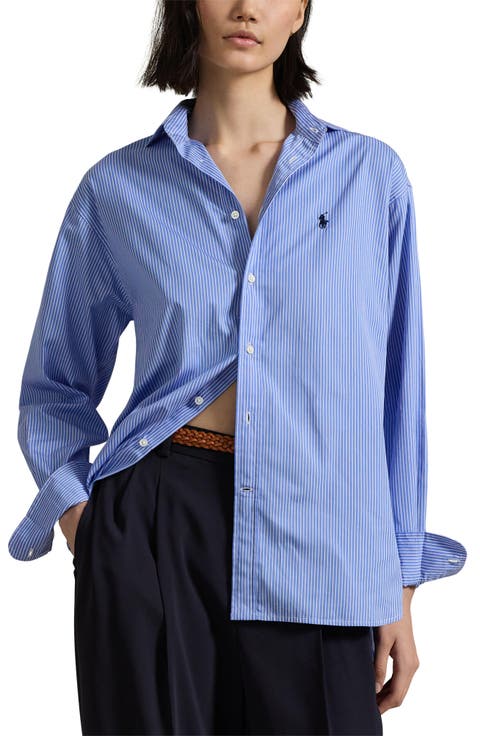 Stripe Relaxed Fit Cotton Button-Up Shirt
