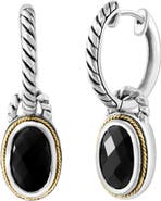 EFFY Onyx Drop Two-Tone Hoop Earrings