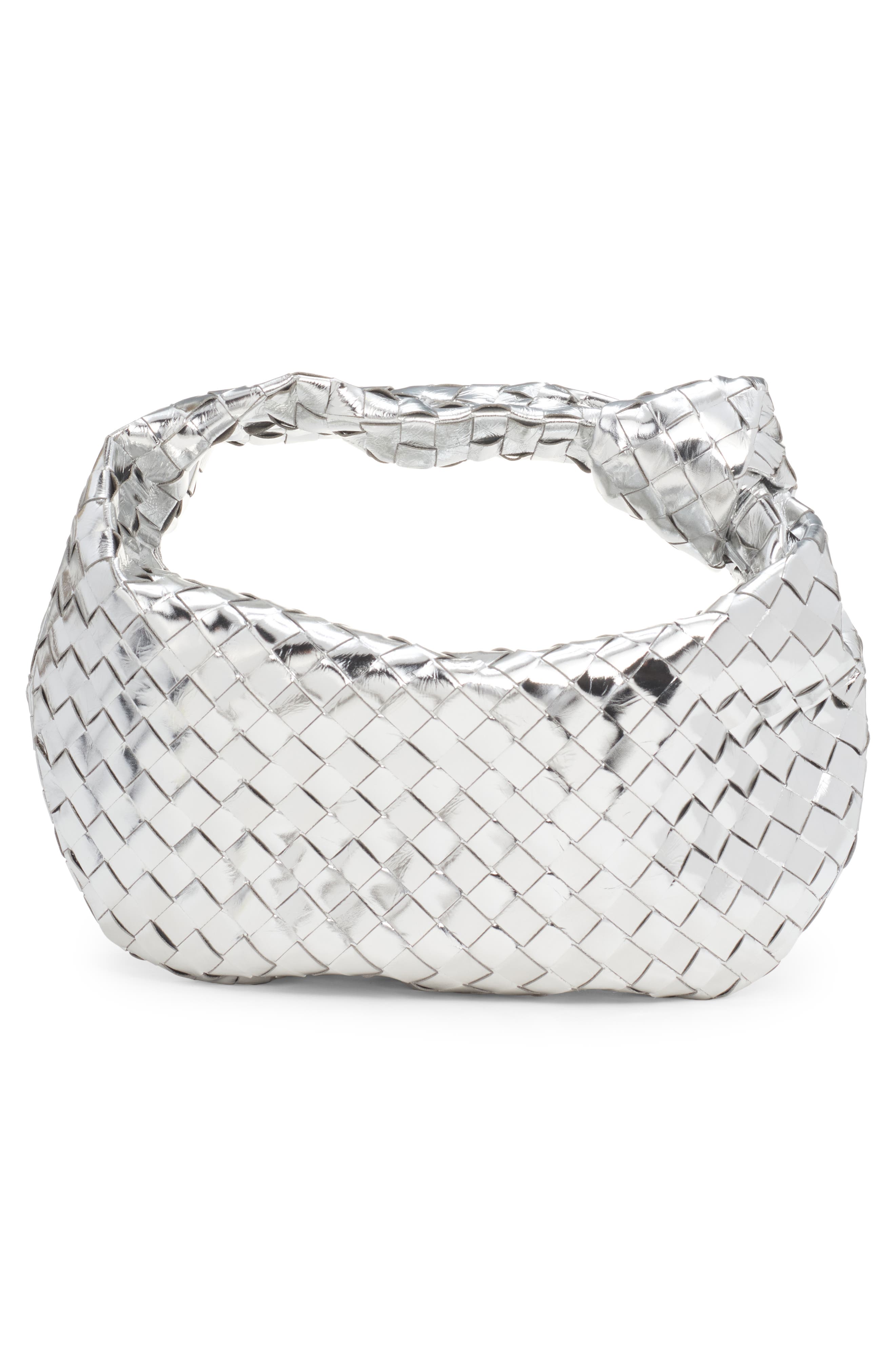 Bottega Veneta Mini Jodie Metallic Leather Top Handle Bag, Alternate, color, 