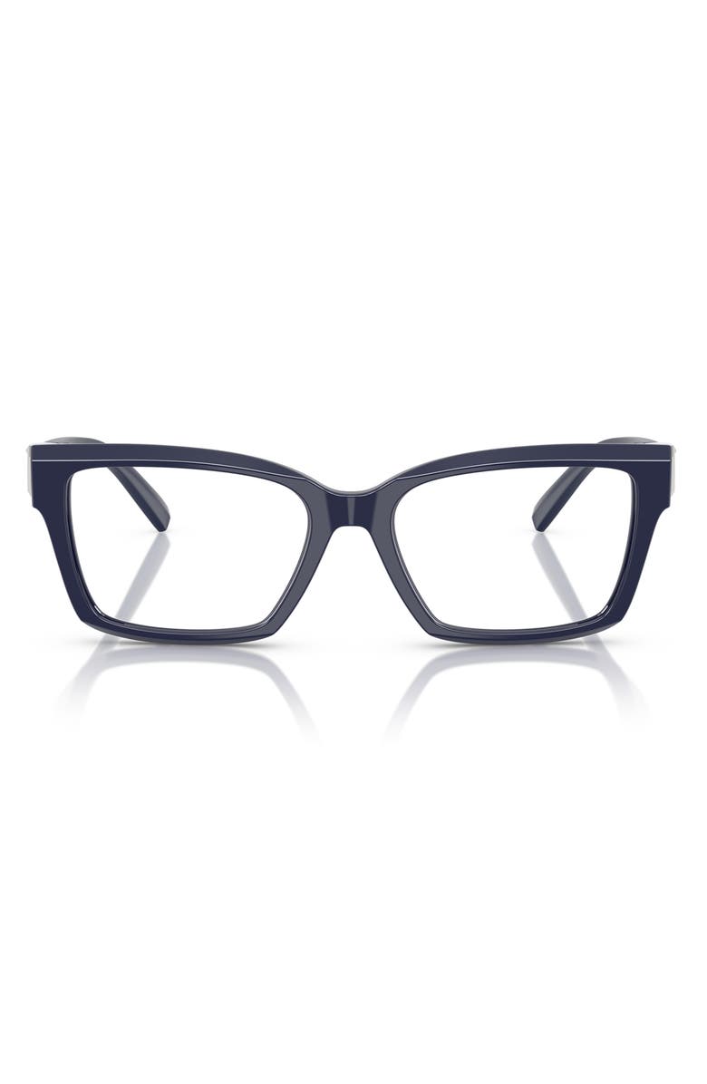 Tiffany & Co. 54mm Square Optical Glasses, Main, color, Solid Dark Blue/ Demo Lens