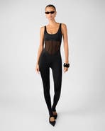 WeWoreWhat Spandex Sheer Panel Bodysuit