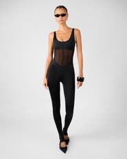 WeWoreWhat Spandex Sheer Panel Bodysuit