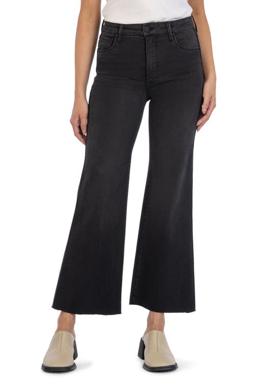 Kut From The Kloth Meg Fab Ab High Waist Raw Hem Ankle Wide Leg Jeans In Black