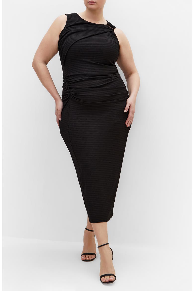 Zilla Ruched Sleeveless Maxi Dress, Main, color, BLACK