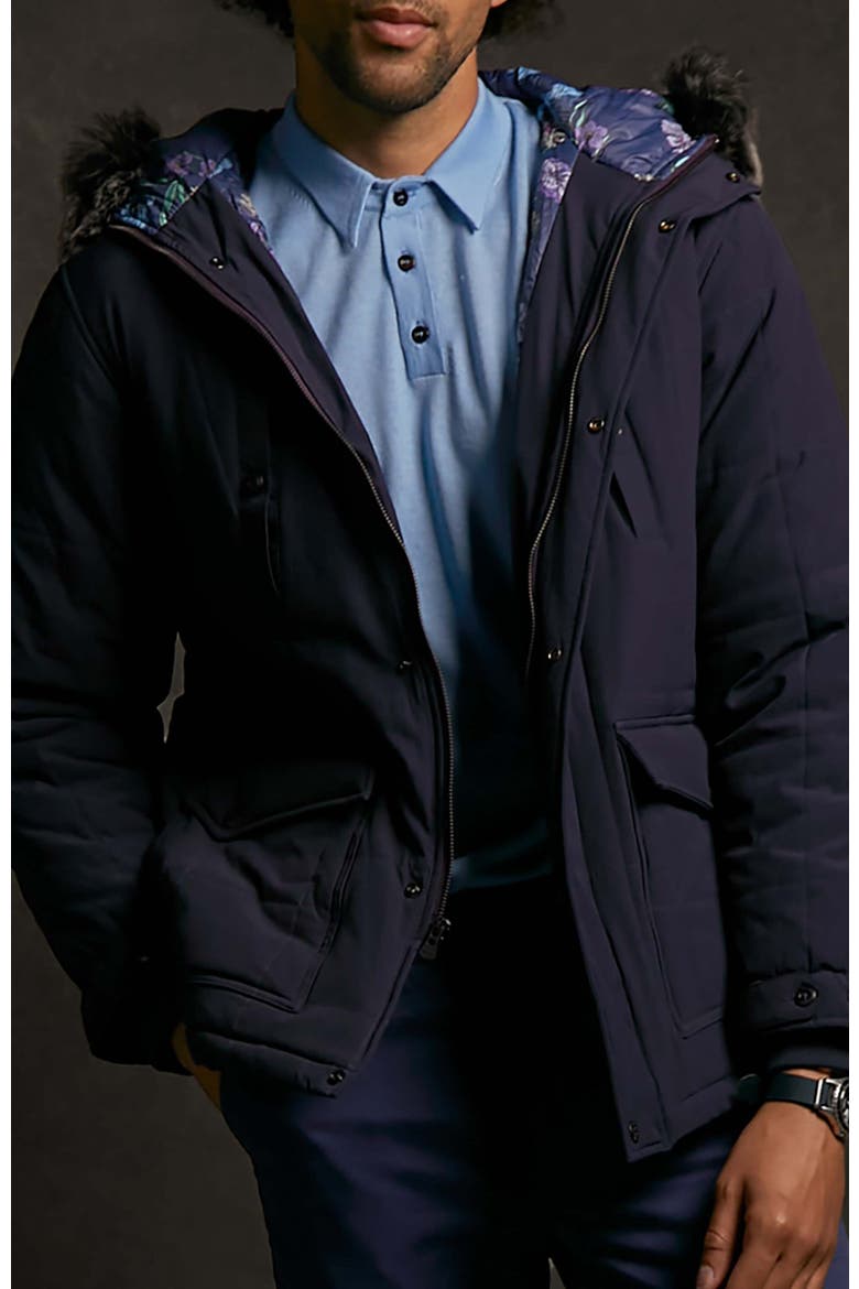 Duffy Quilted Ripstop Parka Jacket, Alternate, color, Navy
