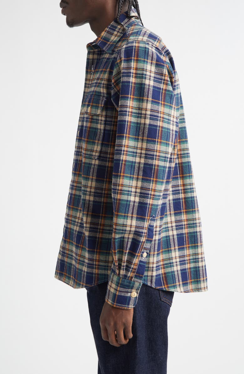 Drake's Relaxed Check Button-Up Shirt, Alternate, color, Indigo