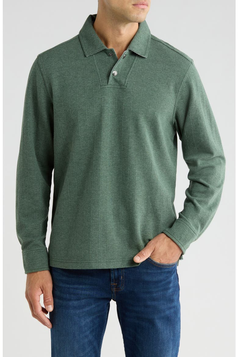 New Las Arias Long Sleeve Cotton Blend Polo, Main, color, DARK JADE HEATHER