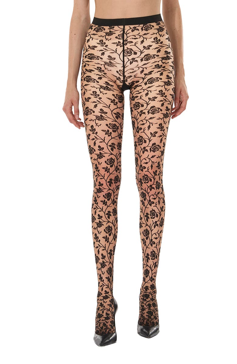 Wolford Rose Tights, Alternate, color, Fairly Light/ Black