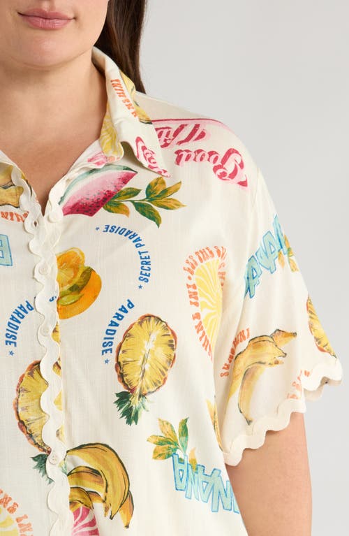 Sugarlips Zion Paradise Rickrack Button-up Shirt In Multi