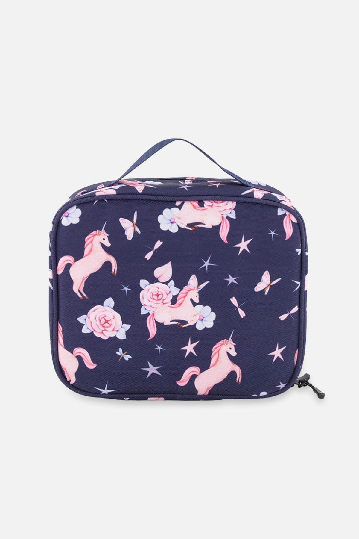 Deux par Deux Unicorn Playful Practical Durable Snack Box, Alternate, color, Navy Unicorn Print