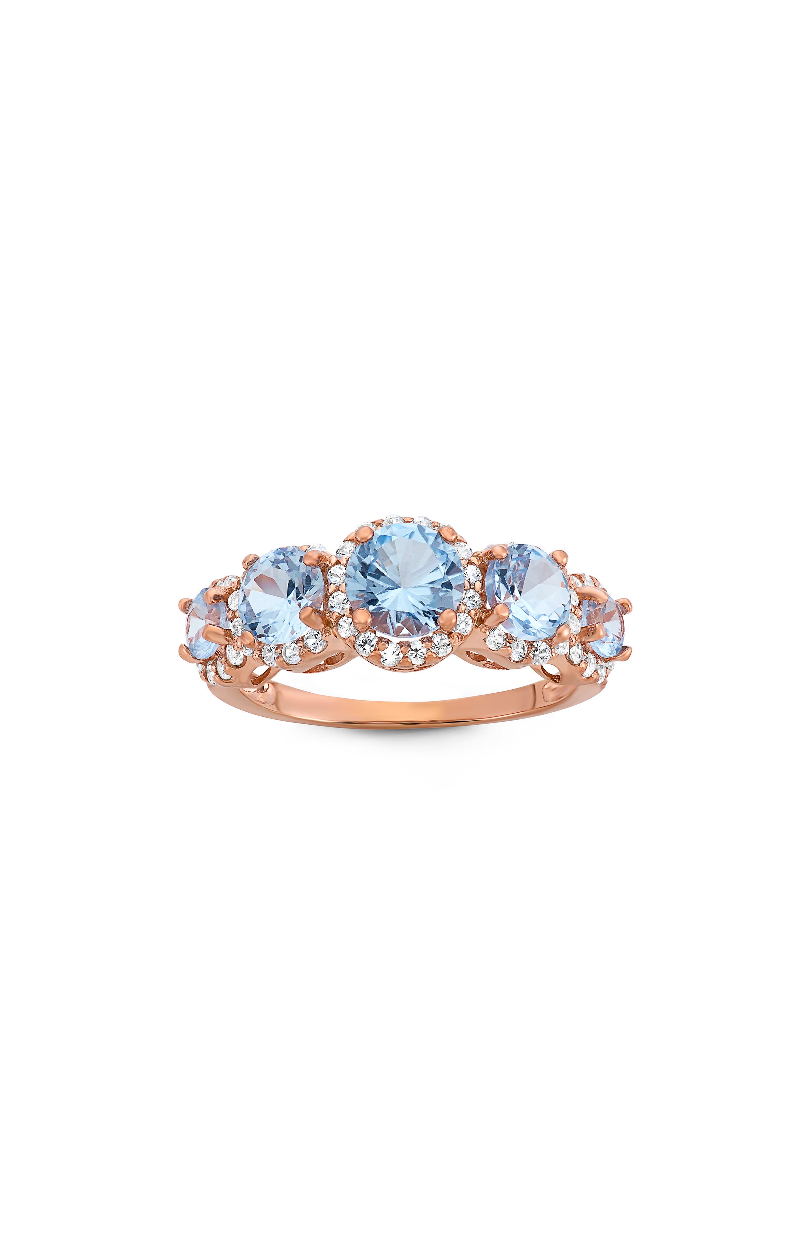 FUZION CREATIONS Lab Created Aquamarine & White Sapphire Ring