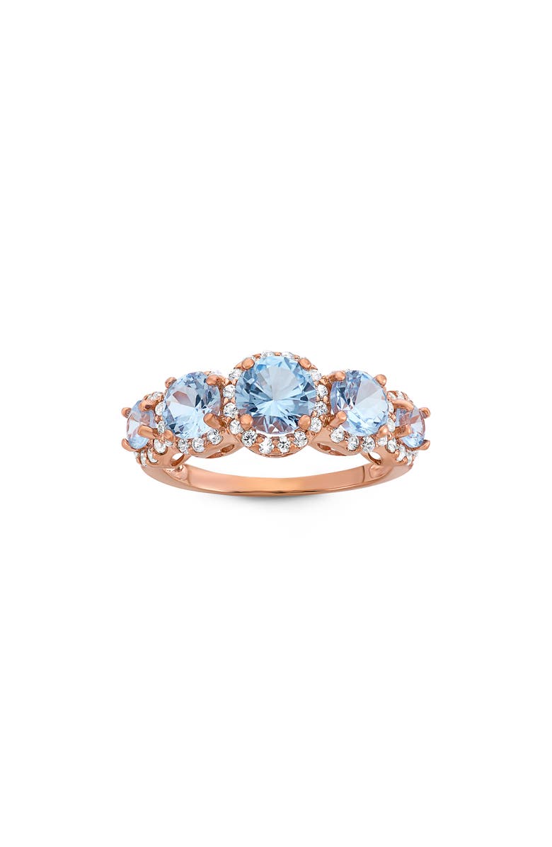 FUZION CREATIONS Lab Created Aquamarine & White Sapphire Ring, Main, color, Rose