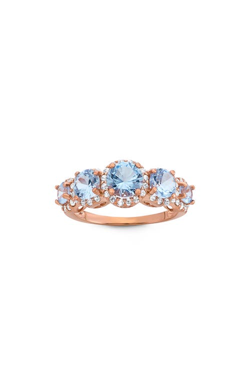 Fuzion Creations Lab Created Aquamarine & White Sapphire Ring In Rose