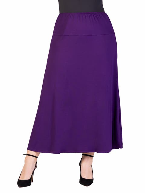 Plus Size Comfortable Fit Elastic Waist Maxi Skirt