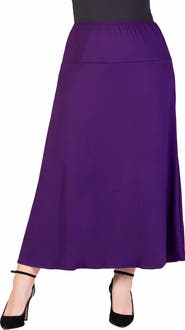 24seven Comfort Apparel Plus Size Comfortable Fit Elastic Waist Maxi Skirt