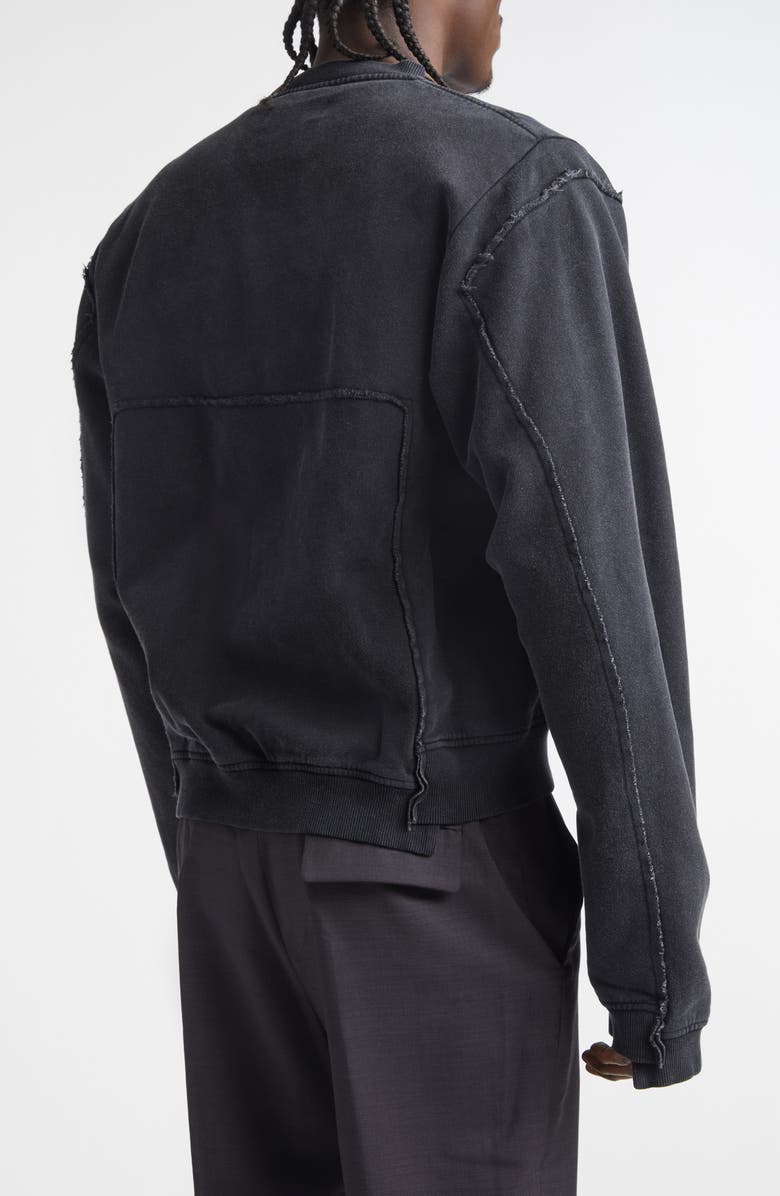 Martine Rose Shrunken Full Zip Logo Sweatshirt, Alternate, color, Black