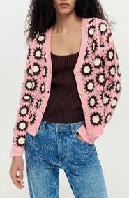 Desigual Granny Square Cotton Blend Crochet Cardigan