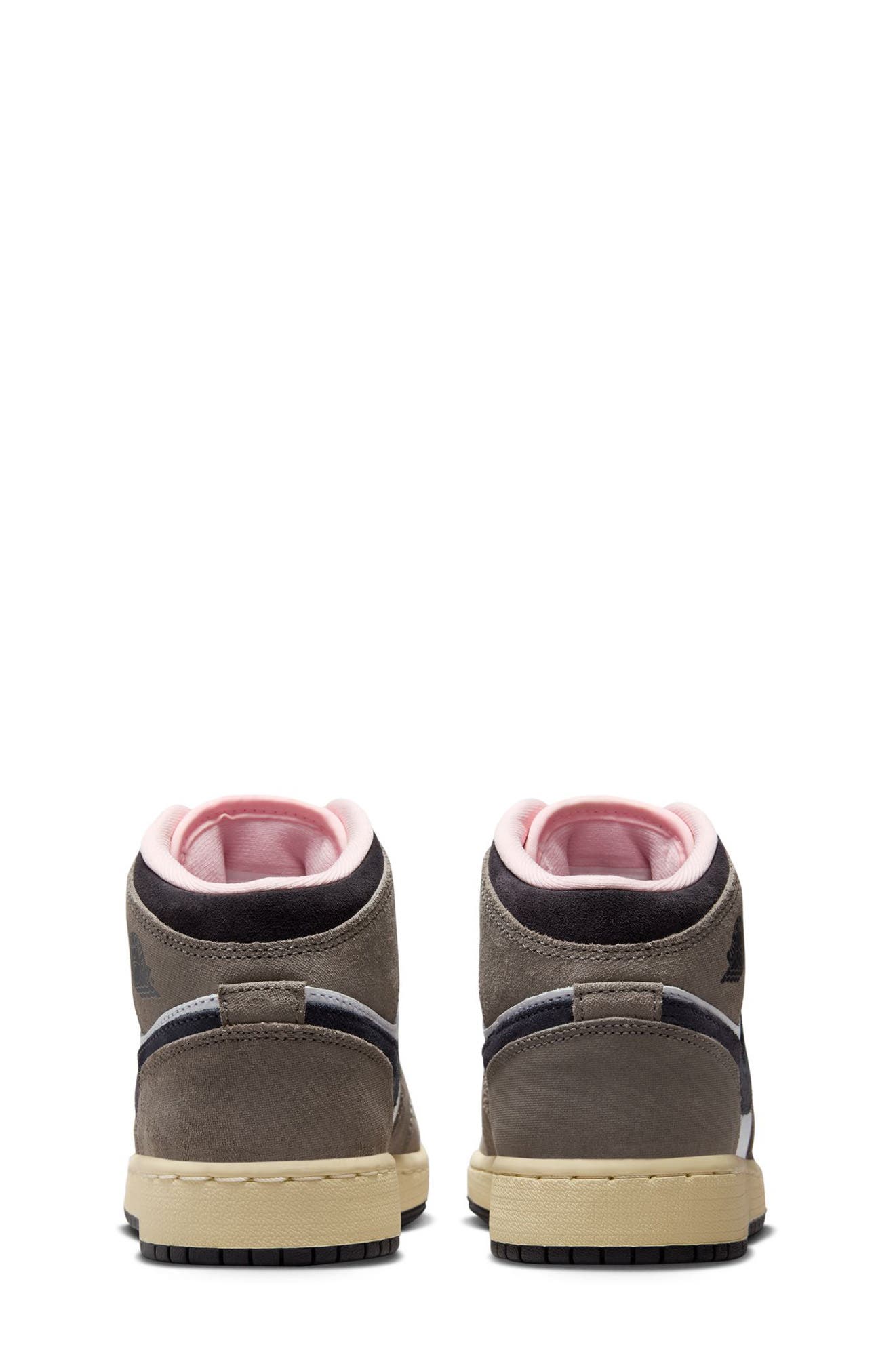 Nike Kids' Air Jordan 1 Mid Sneaker, Alternate, color, White/ Grey/ Cave Stone