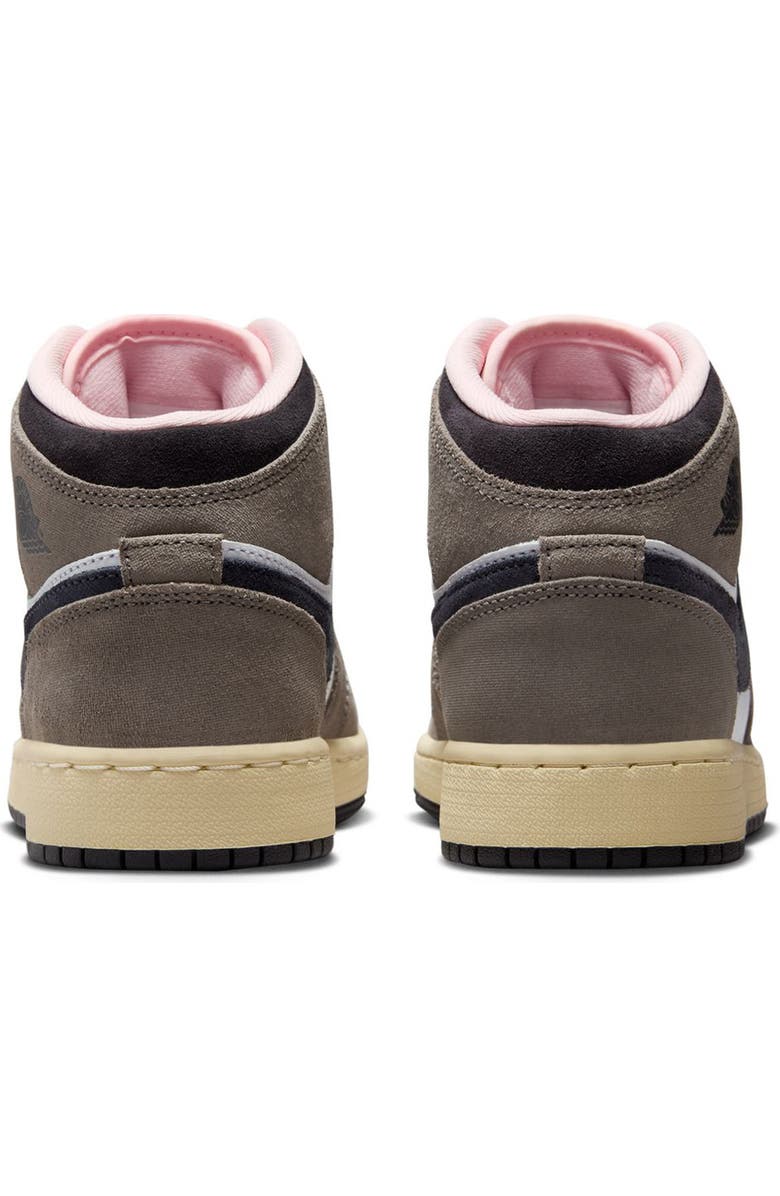 Nike Kids' Air Jordan 1 Mid Sneaker, Alternate, color, White/ Grey/ Cave Stone