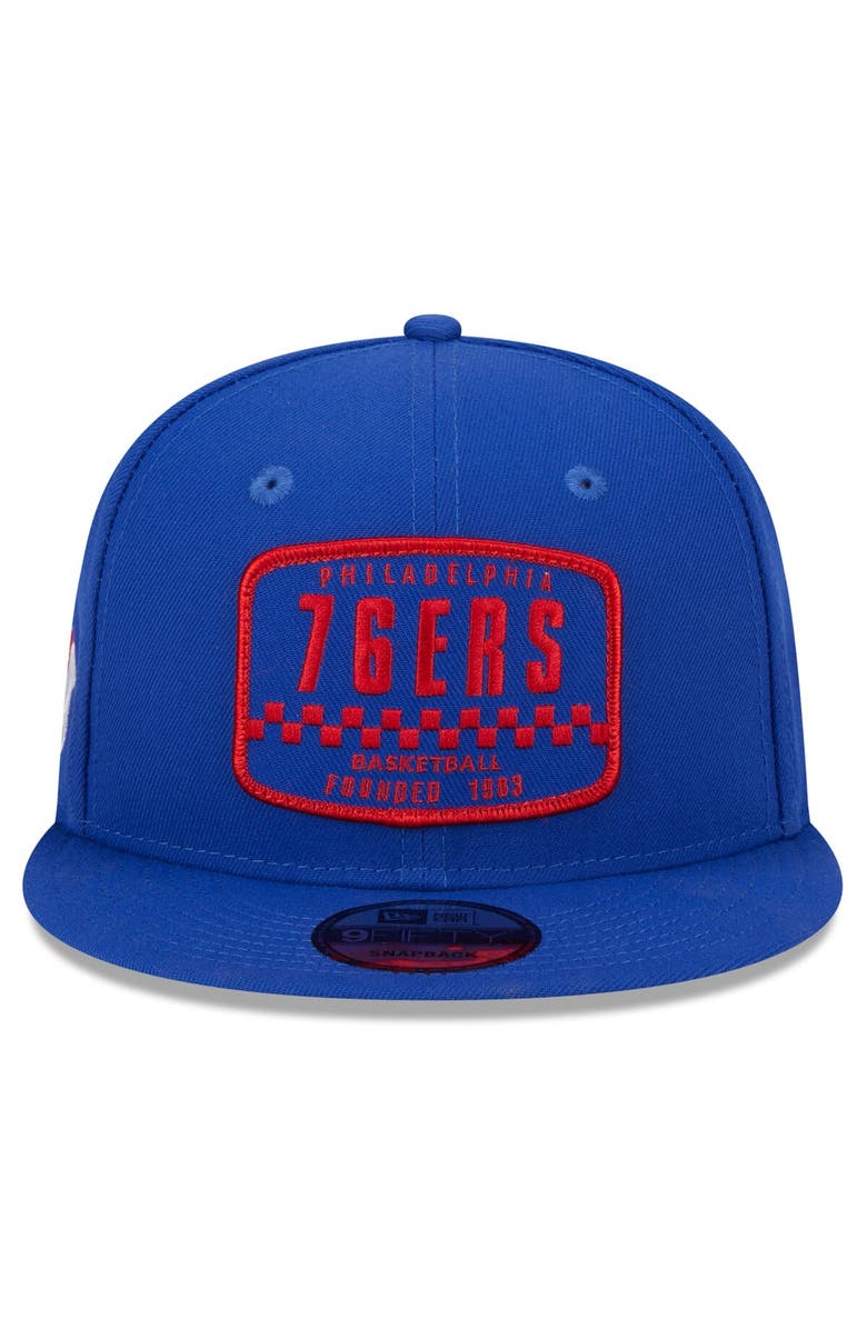 New Era Men's New Era Royal Philadelphia 76ers  Rally Drive Finish Line Patch 9FIFTY Snapback Hat, Alternate, color, Royal