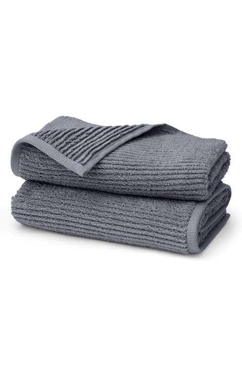 Set of 2 Ribbed Organic Cotton Hand Towels