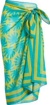 Solid & Striped The Elena Abstract Print Cotton & Silk Cover-Up Pareo