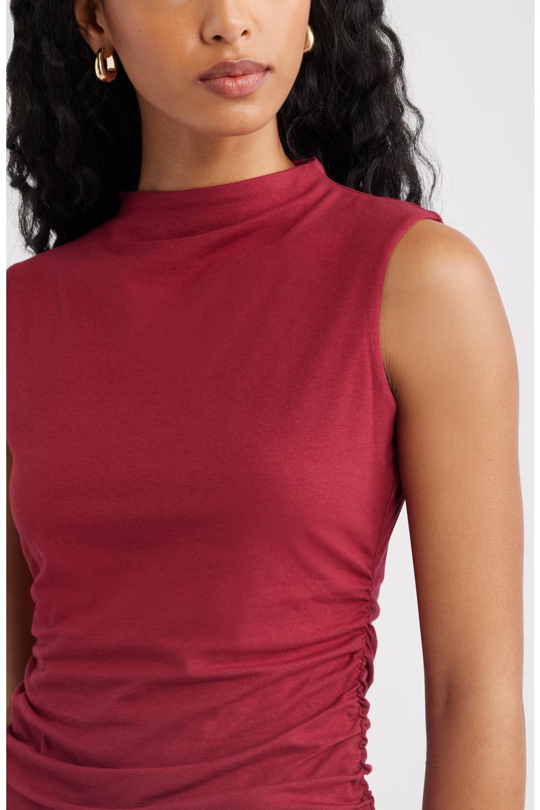 Mock Neck Ruched Tank, Alternate, color, RED RUMBA