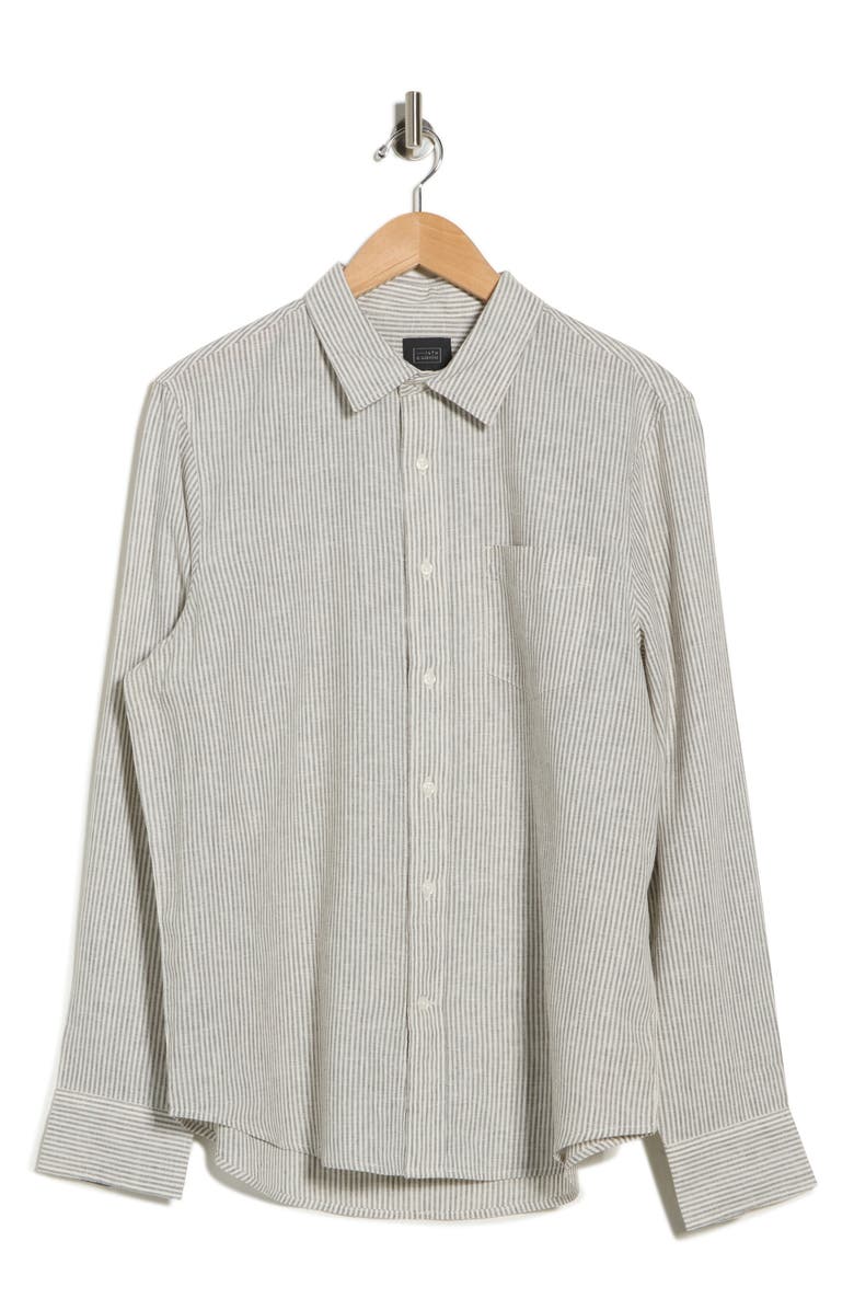 14th & Union Linen Stripe Long Sleeve Shirt, Alternate, color, Grey- Ivory Even Stripe