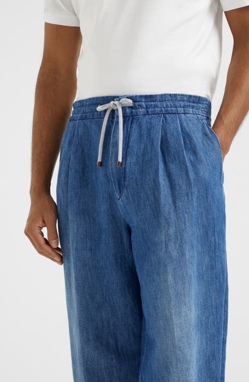 Brunello Cucinelli Trousers With Drawstring In Medium Denim