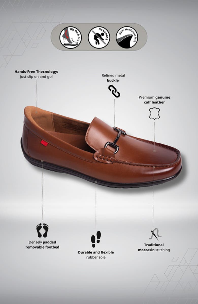 Marc Joseph New York Elliot Road Hands Free Technology Leather Buckle Loafer, Alternate, color, Cognac Napa Leather