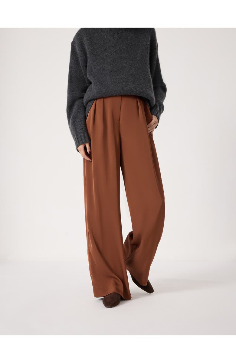 Hush Lya Satin Twill Wide Leg Pants, Alternate, color, Toffee Brown