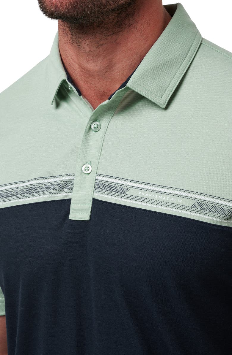 TravisMathew Rustic Route Colorblock Polo, Alternate, color, Jadeite