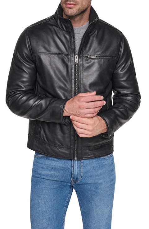 Stand Collar Leather Jacket