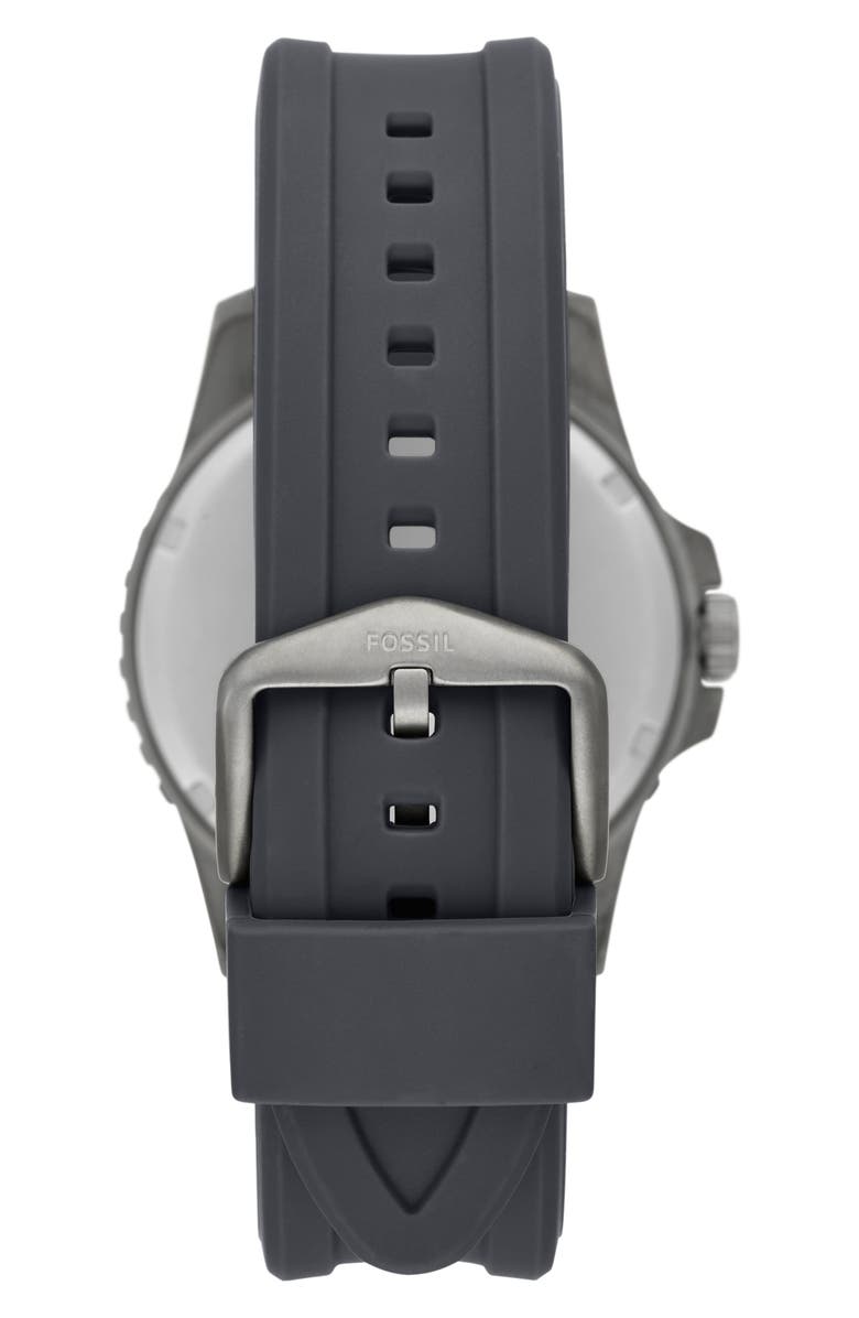 Fossil Blue Silicone Strap Watch, 42mm, Alternate, color, 