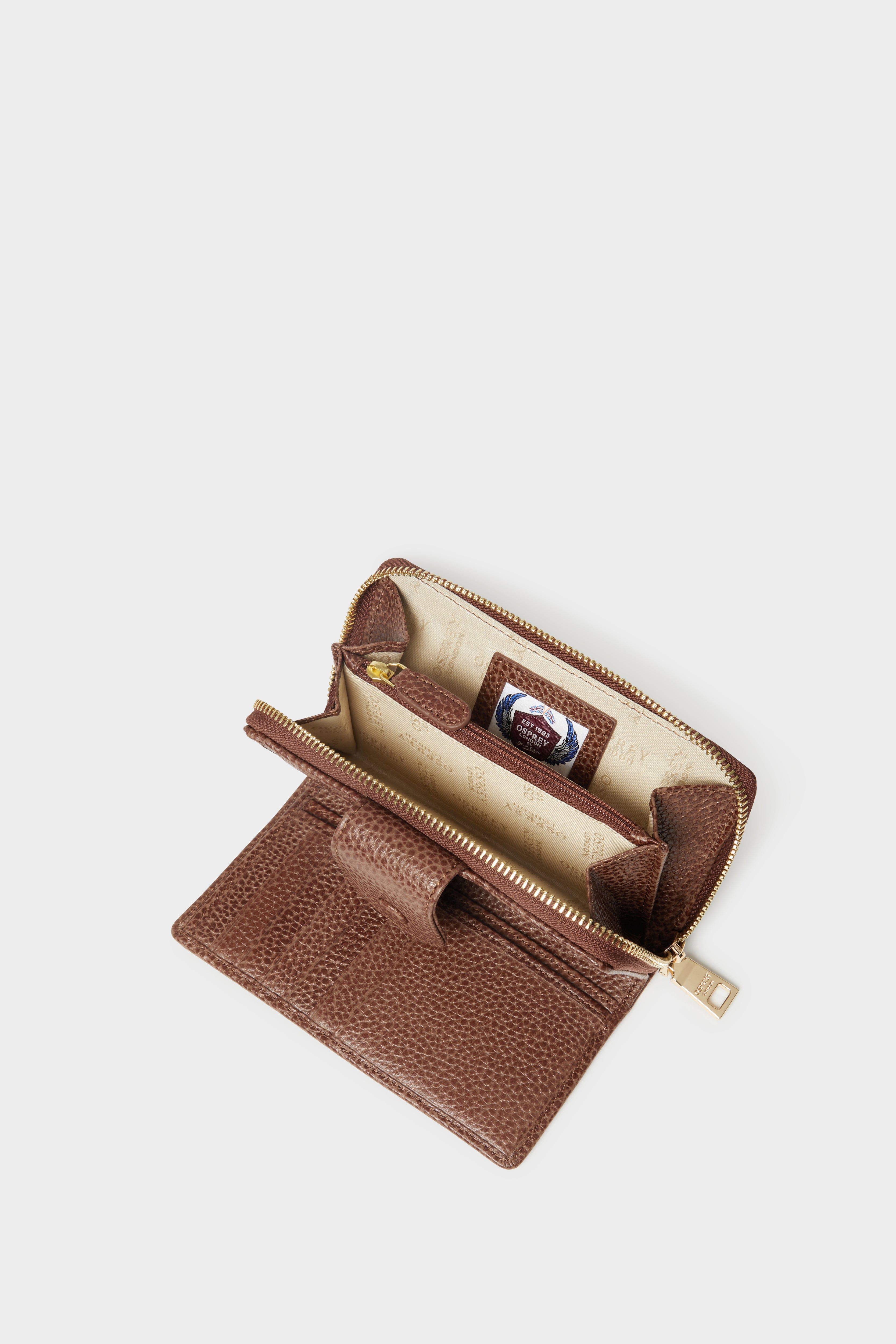 Osprey London The Core Medium Leather Popper Matinee Purse, Alternate, color, Tan