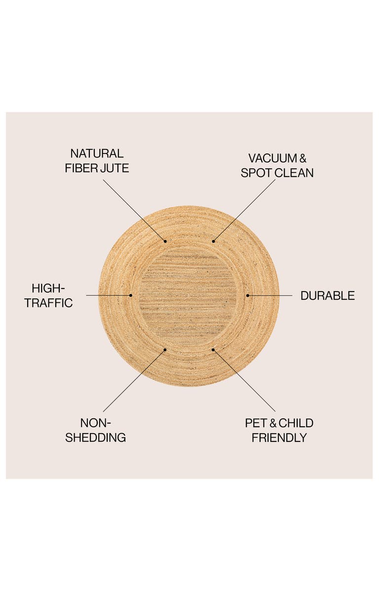 JONATHAN Y Harmony Boho Jute Circle Round Area Rug, Alternate, color, Natural