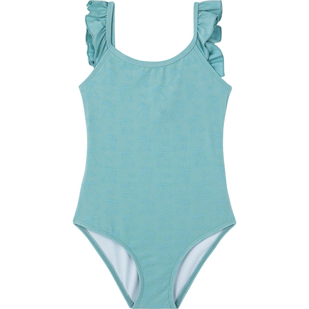 Gottex Kids Palm Party Textured Square Neck Ruffle One Piece