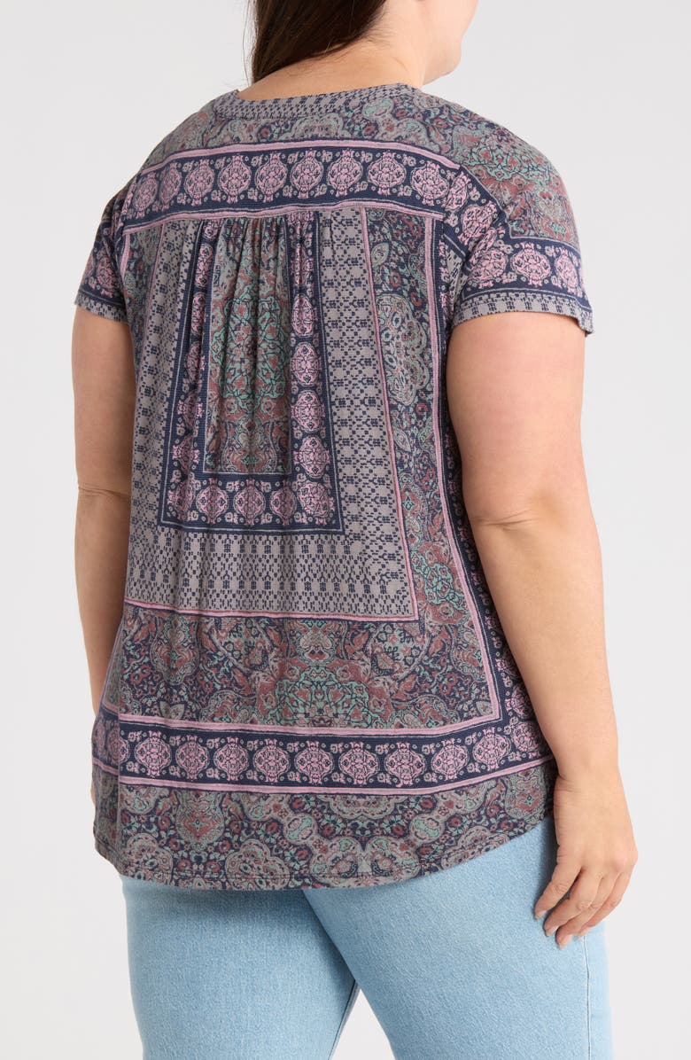 Lucky Brand V-Neck Short Sleeve T-Shirt, Alternate, color, Maroon Multi