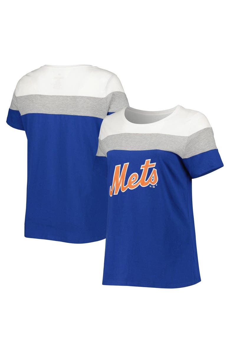 PROFILE Women's White/Royal New York Mets Plus Size Colorblock T-Shirt, Main, color, 