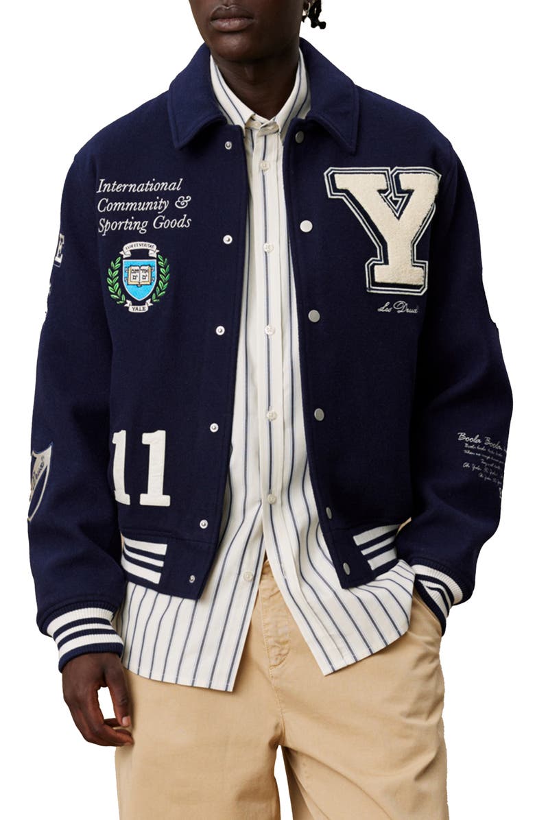Les Deux Yale Wool Blend Varsity Jacket, Main, color, 