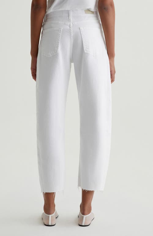 Ag Hattie Raw Hem High Waist Ankle Barrel Leg Jeans In Gallery White