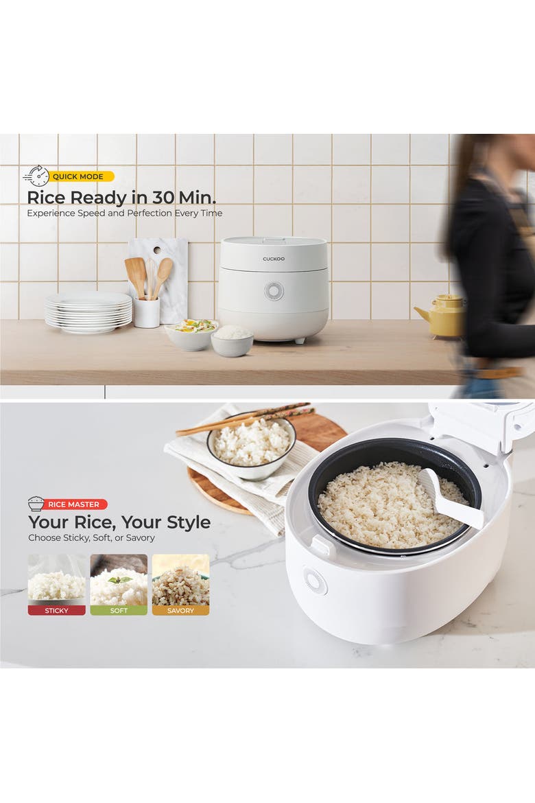 6-Cup (Uncooked) Micom Rice Cooker with Nonstick Inner Pot, Alternate, color, White
