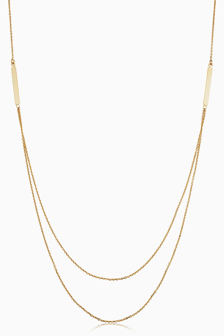 14K Yellow Gold Brooklyn Bar Layered Necklace, Main, color, Yellow Gold
