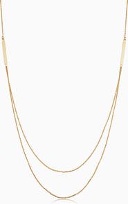 Oradina 14K Yellow Gold Brooklyn Bar Layered Necklace